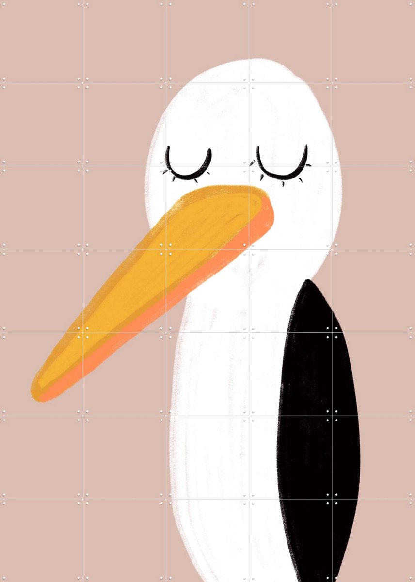 IXXI The Storch, BAINAI - 100 x 140 cm - Gratis ophangtool - Grote wanddecoratie en posters - Illustraties, Fantasierijk, Cartoonesk, Speels, Grafisch
