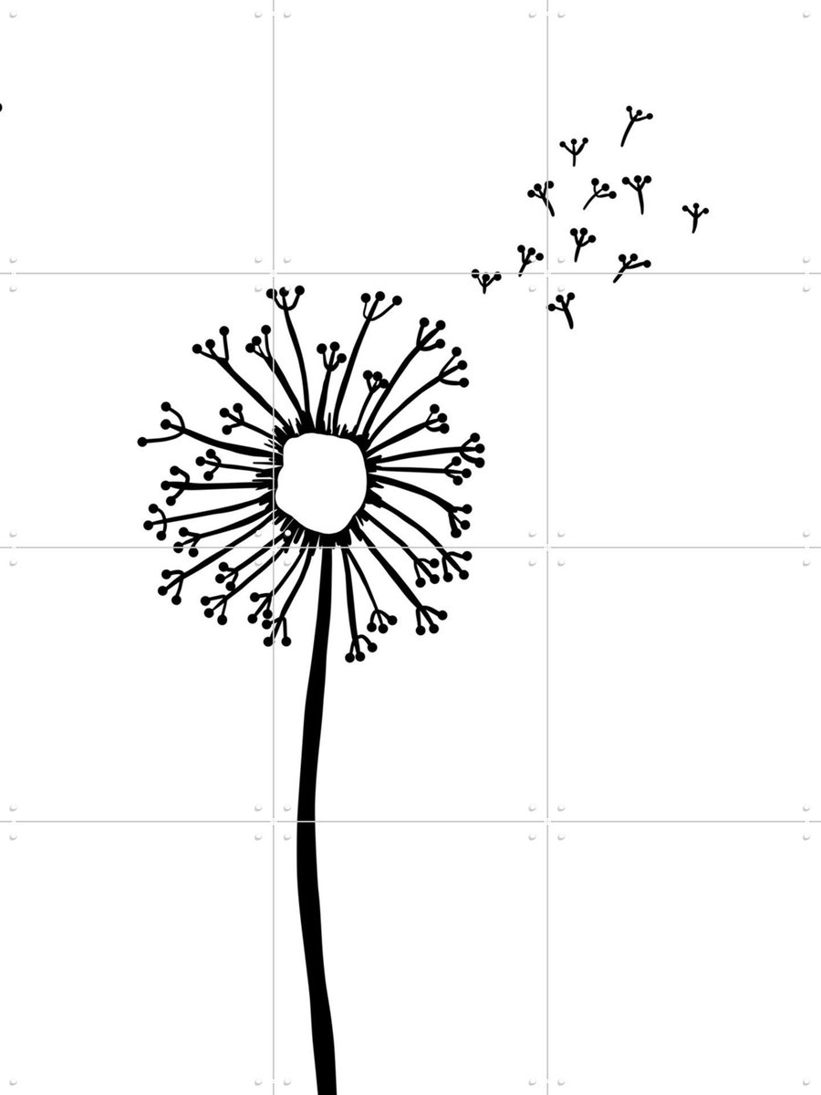 IXXI Dandelion Wish, BAINAI - 60 x 80 cm - Gratis ophangtool - Grote wanddecoratie en posters - Line art, Minimalisme, Illustraties, Kinderkamer