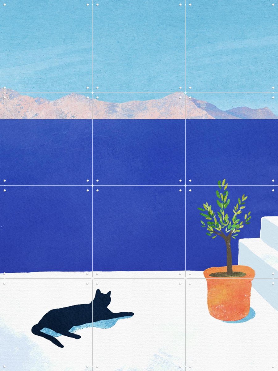 IXXI Cat Siesta, Henry Rivers - 60 x 80 cm - Gratis ophangtool - Grote wanddecoratie en posters - Illustraties, Speels, Digitale Kunst, Grafisch