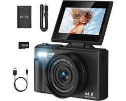 75 MP digitale camera voor fotografie 4K 18X zoom Vintage Vlog videorecorder voor YouTube 180 ° Flip Screen Selfile WiFi