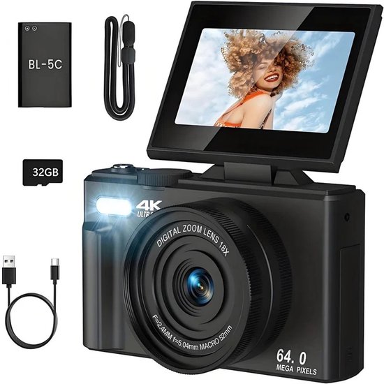 Beste Vlog Cameras van 2026 – Top 5 Vergeleken 9 75 MP digitale camera voor fotografie 4K 18X zoom Vintage Vlog videorecorder voor YouTube 180 ° Flip Screen Selfile WiFi