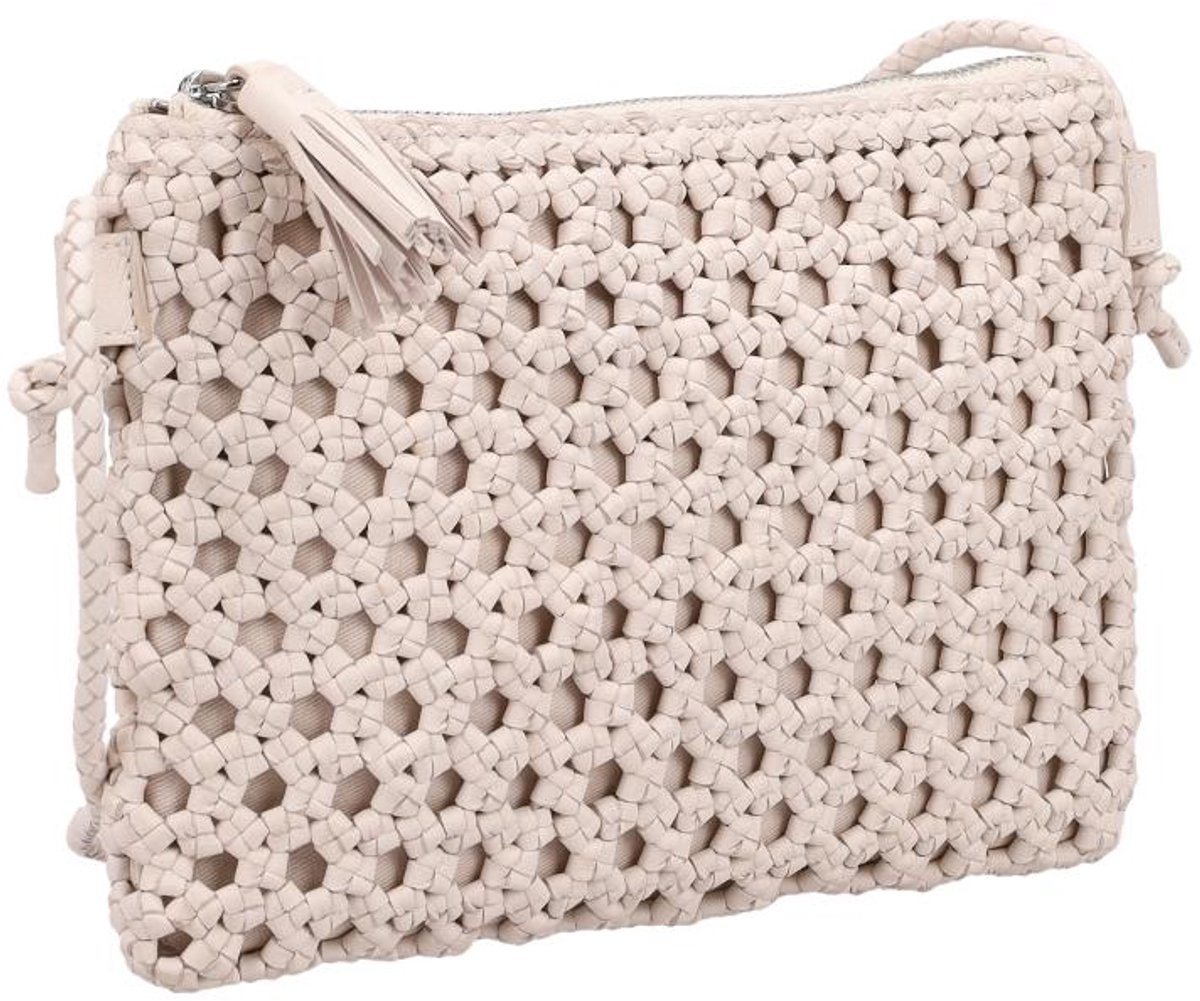 Allan K Waikiki Hexa Crossbodytas Kleine Dames - Leer - Wit