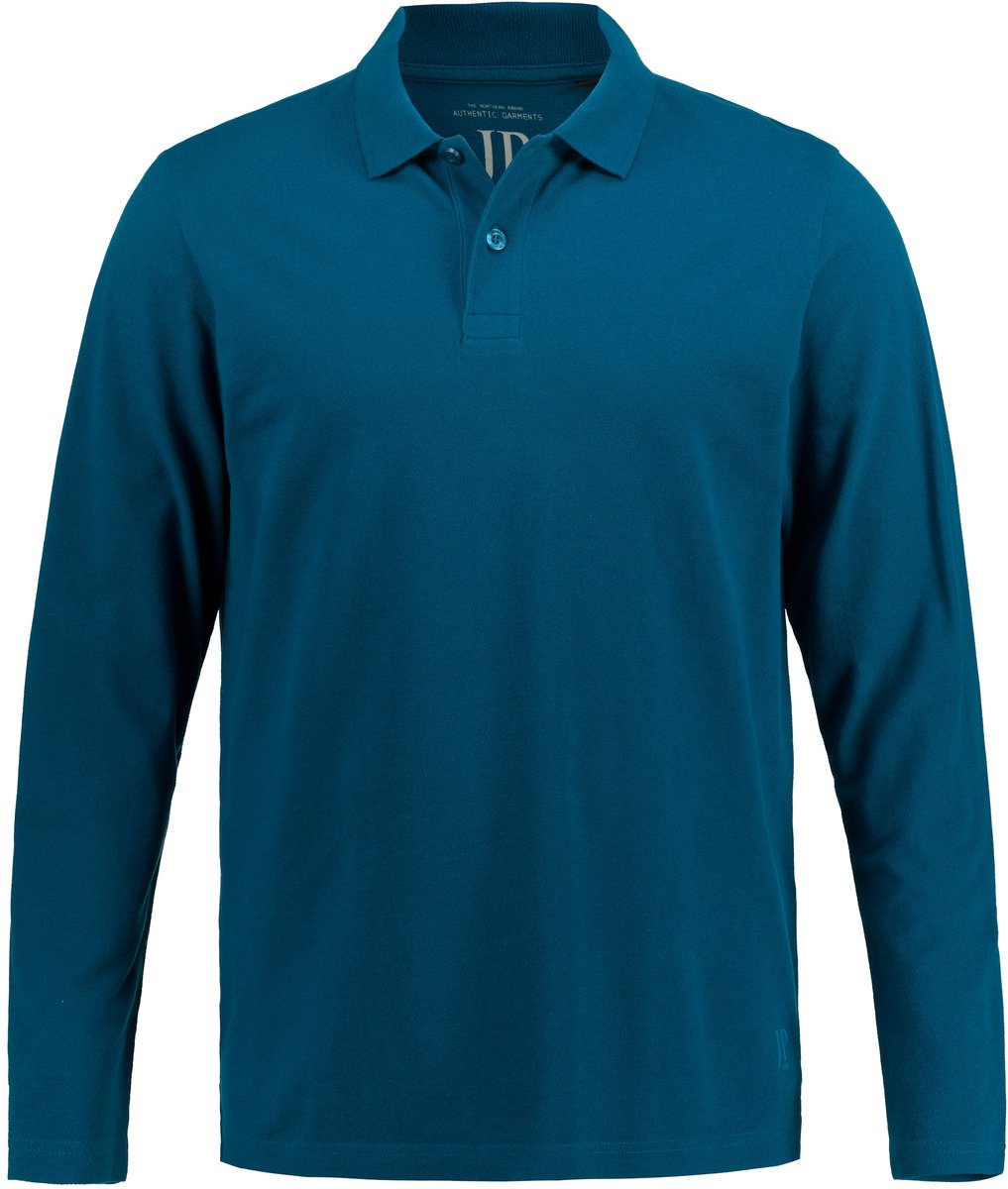 JP 1880 - Heren - Poloshirt basic lange mouwen piqué - Blauwgroen - Maat 5XL