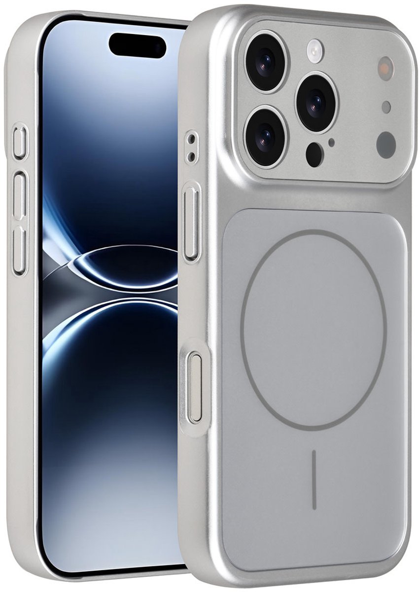 AG Matte Glass iPhone 16 Pro Backcover hoesje - Magsafe full protection cover - Zilver