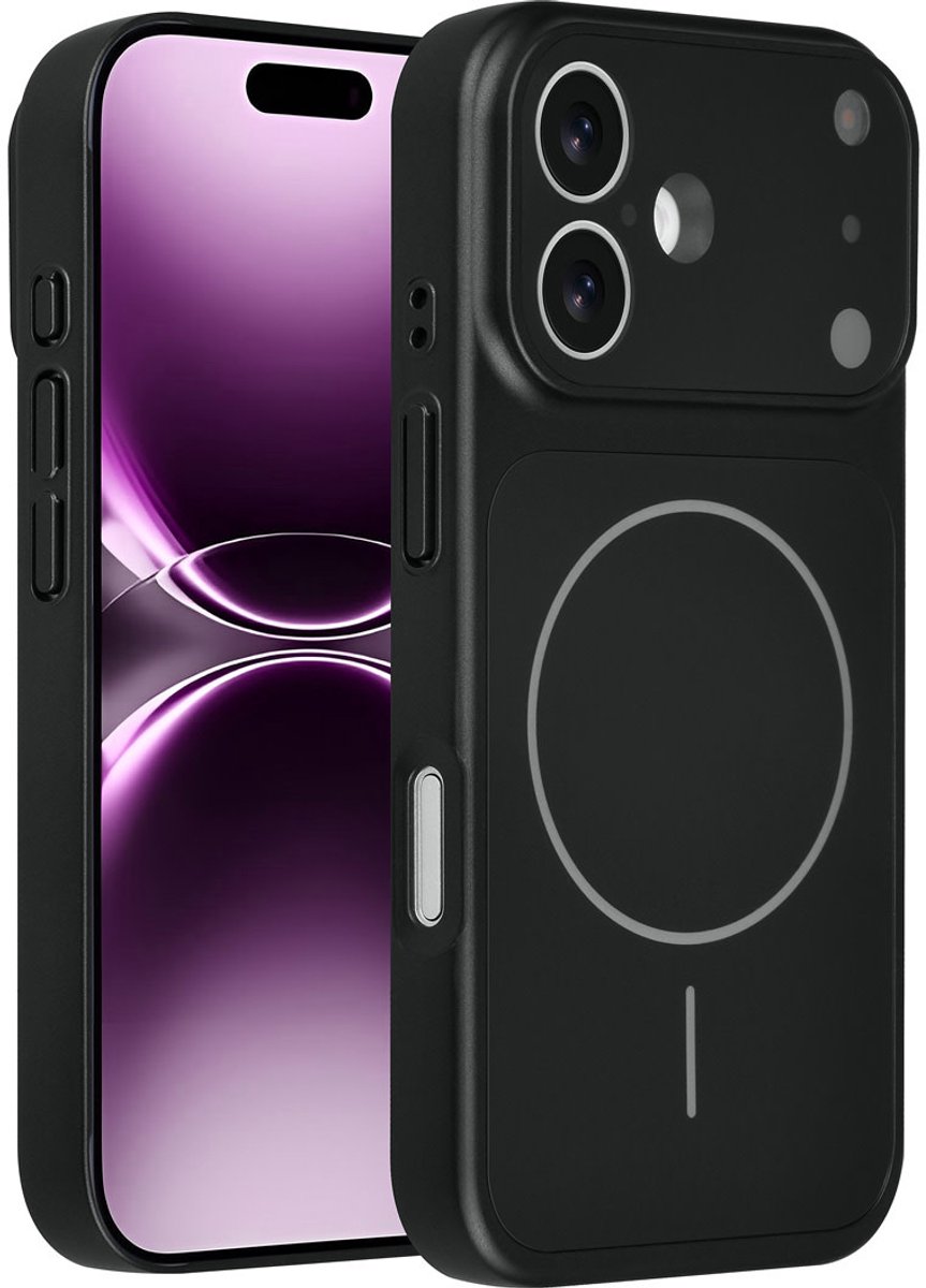 AG Matte Glass iPhone 17 Backcover hoesje - Magsafe full protection cover - Zwart