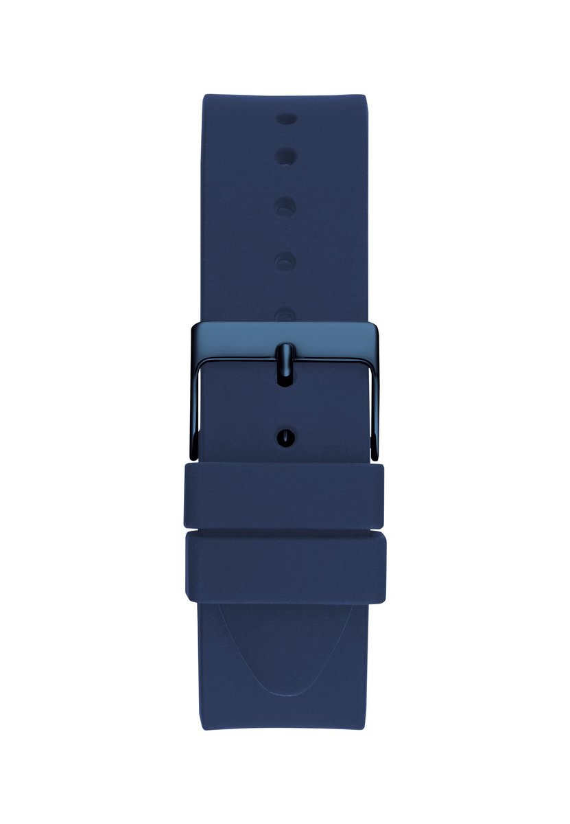Guess Standout Quartz Analoog Horloge Blauw Kast: 100% Roestvrij Staal | Armband: 100% Siliconen 44 mm U1377G2M