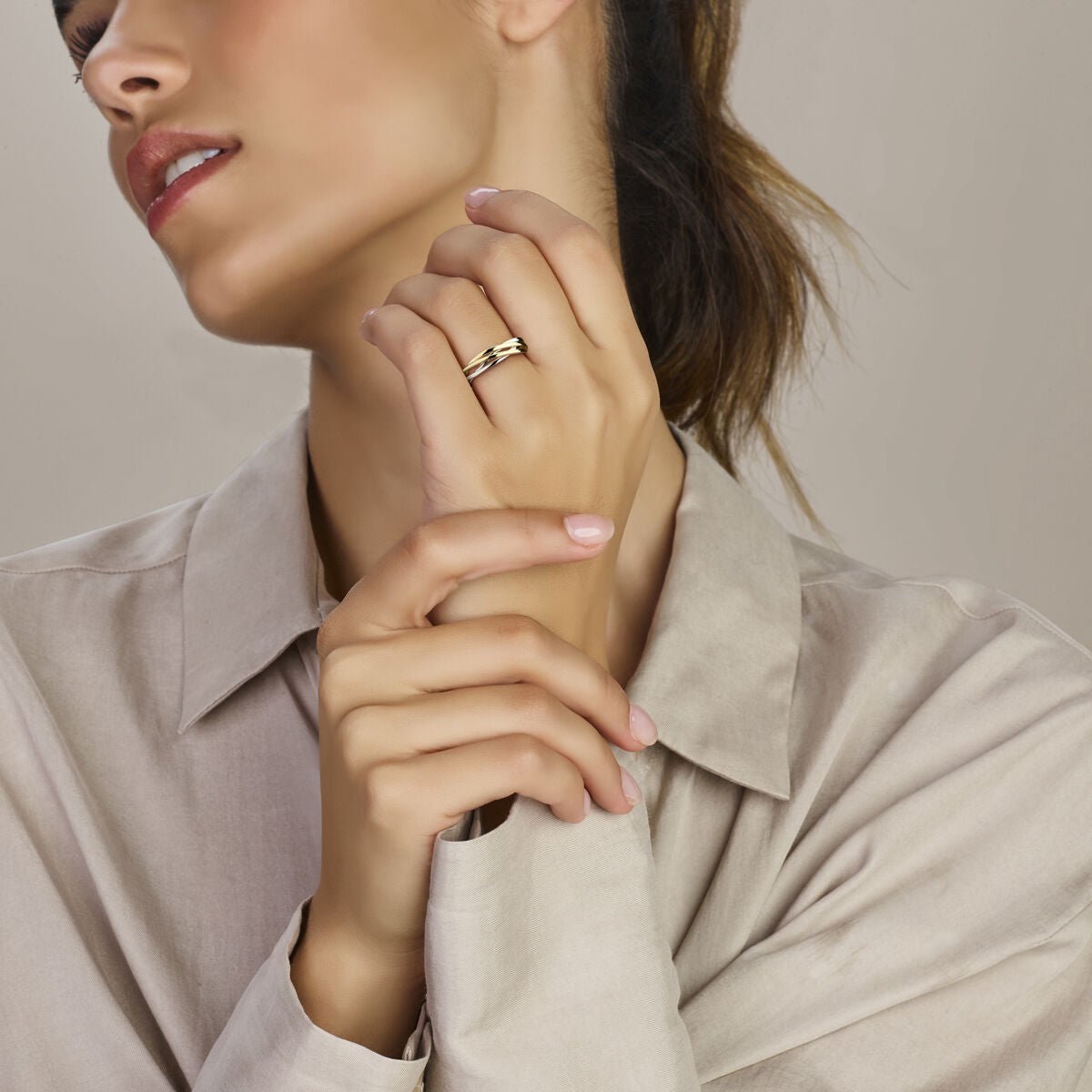 Bicolor Gouden Ring 4209094 – 14 Karaat Geel- en Witgoud 5 mm
