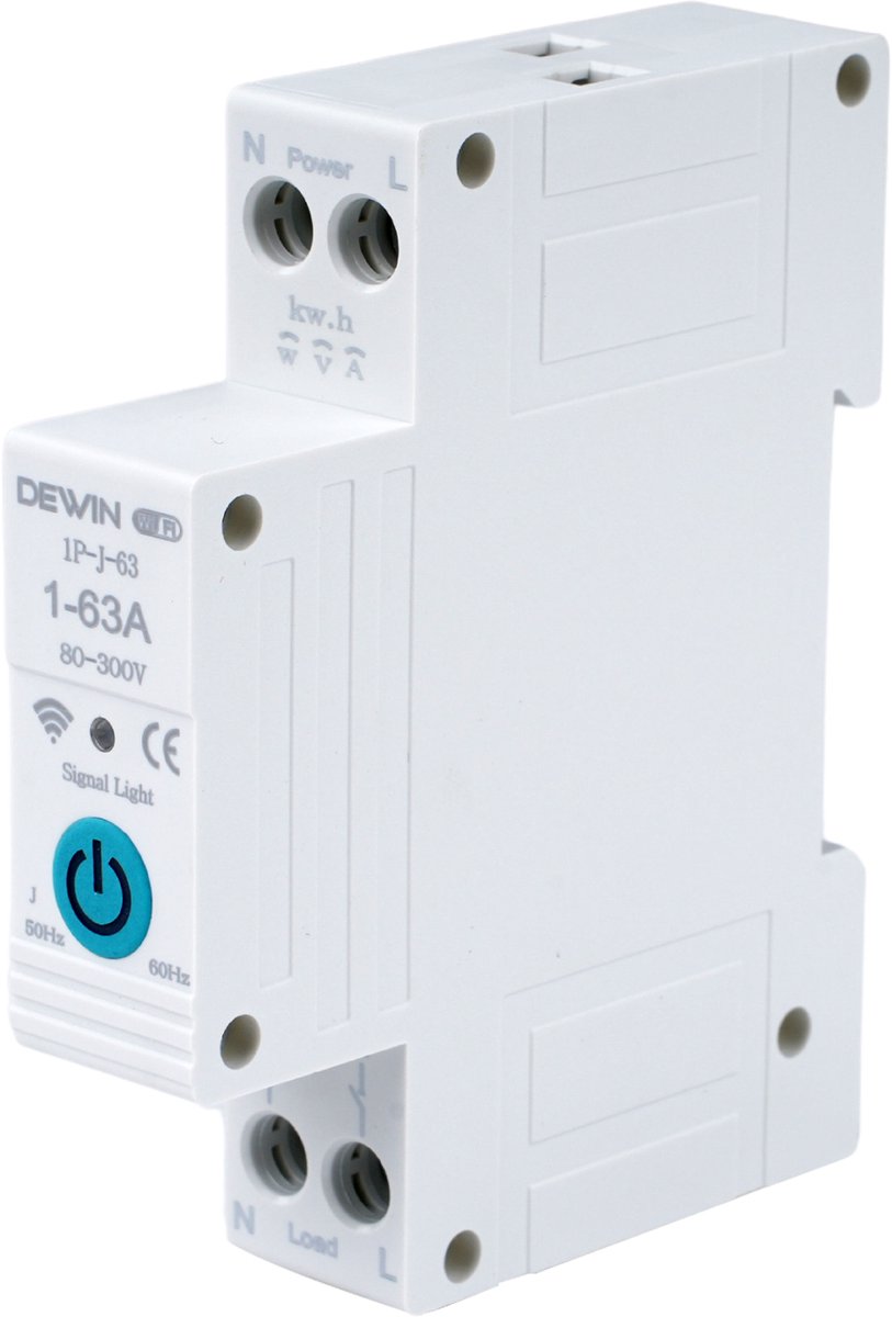 Smart Circuit Breaker - 1P 63A AC 230V - stroomonderbreker WiFi DIN-rail - WiFi-schakelaar - for Smart Home afstandsbediening schakelaar - Timer, Schakelaar