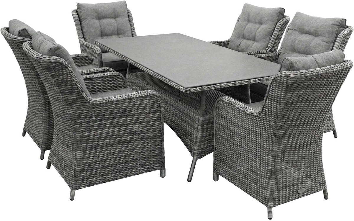 7-delige tuinset | 6 Dublin tuinstoelen (AG) | 180cm tuintafel (Keramiek)