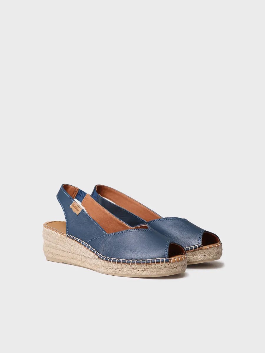 Dames leren espadrille met open neus en sleehak | BERNIA-P
