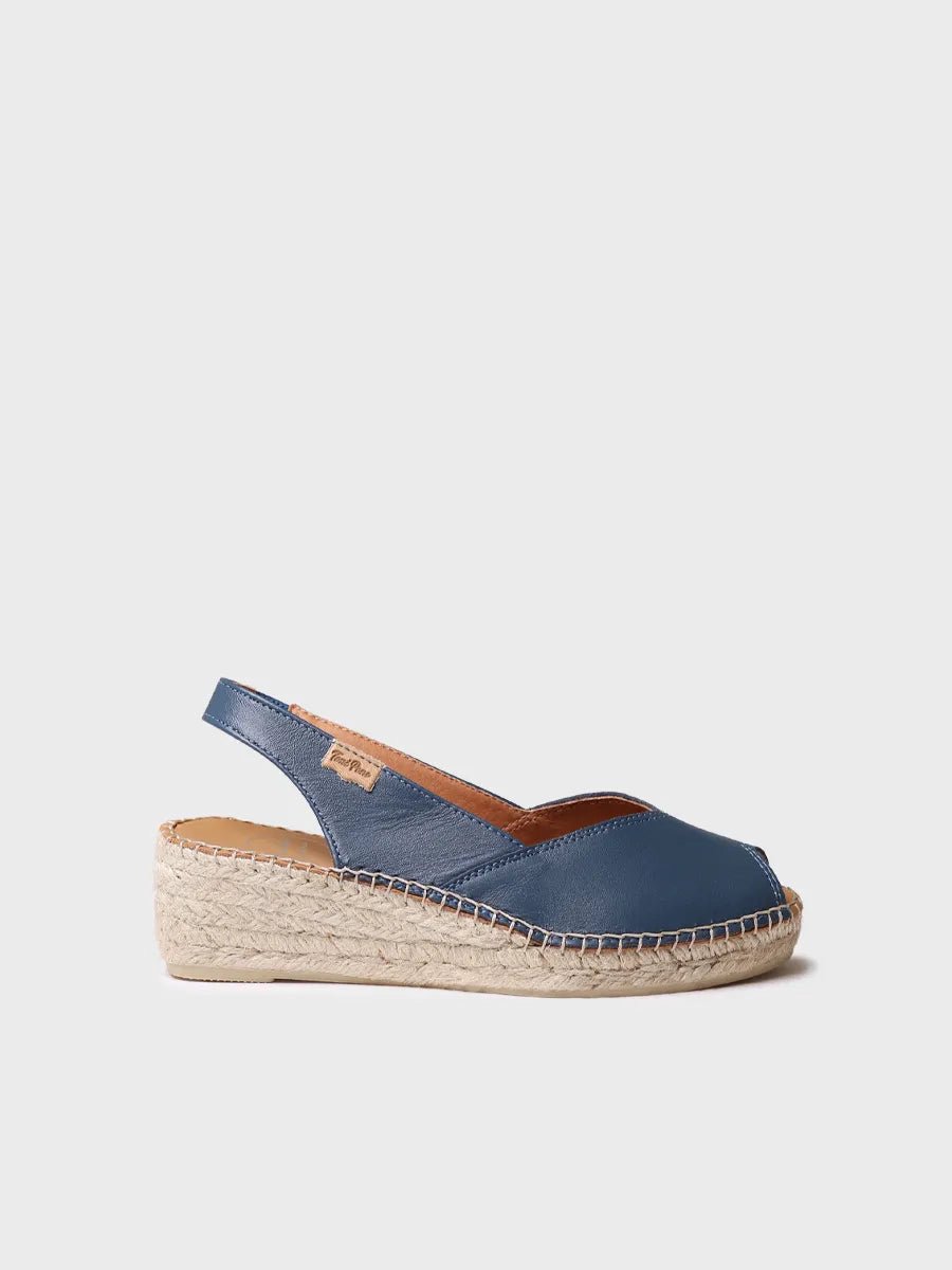 Dames leren espadrille met open neus en sleehak | BERNIA-P