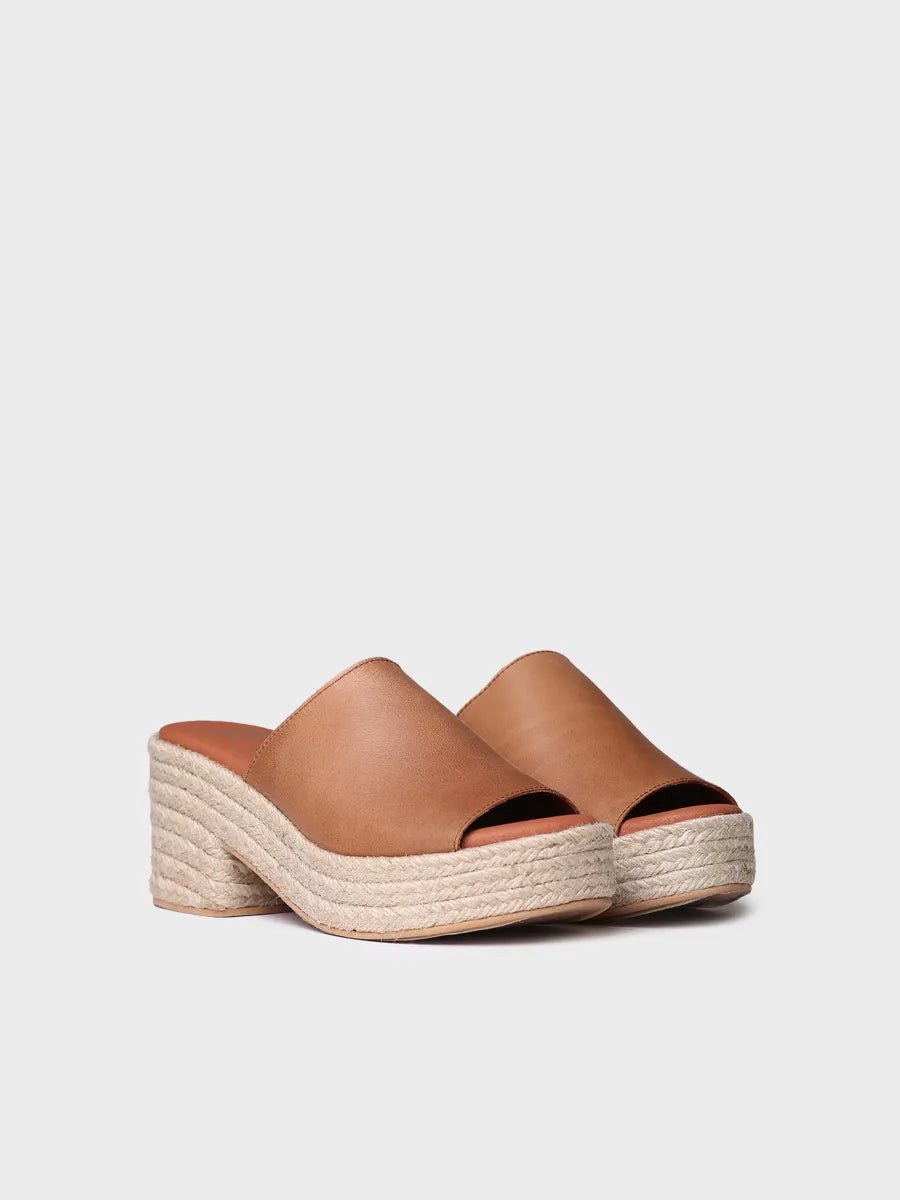 Leren espadrille zonder hiel met brede hak | ANDREA