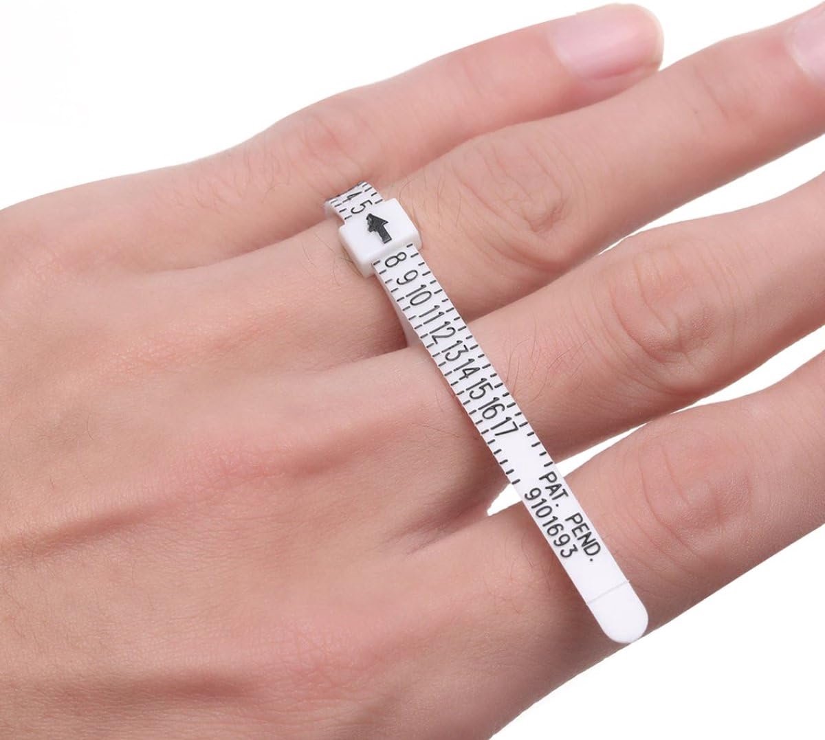 Okado Ringmeter Verstelbaar – Ringmaat Opmeten Tool – Ring Size Meter voor Vinger – Herbruikbaar – Inclusief Omrekentabel – Wit