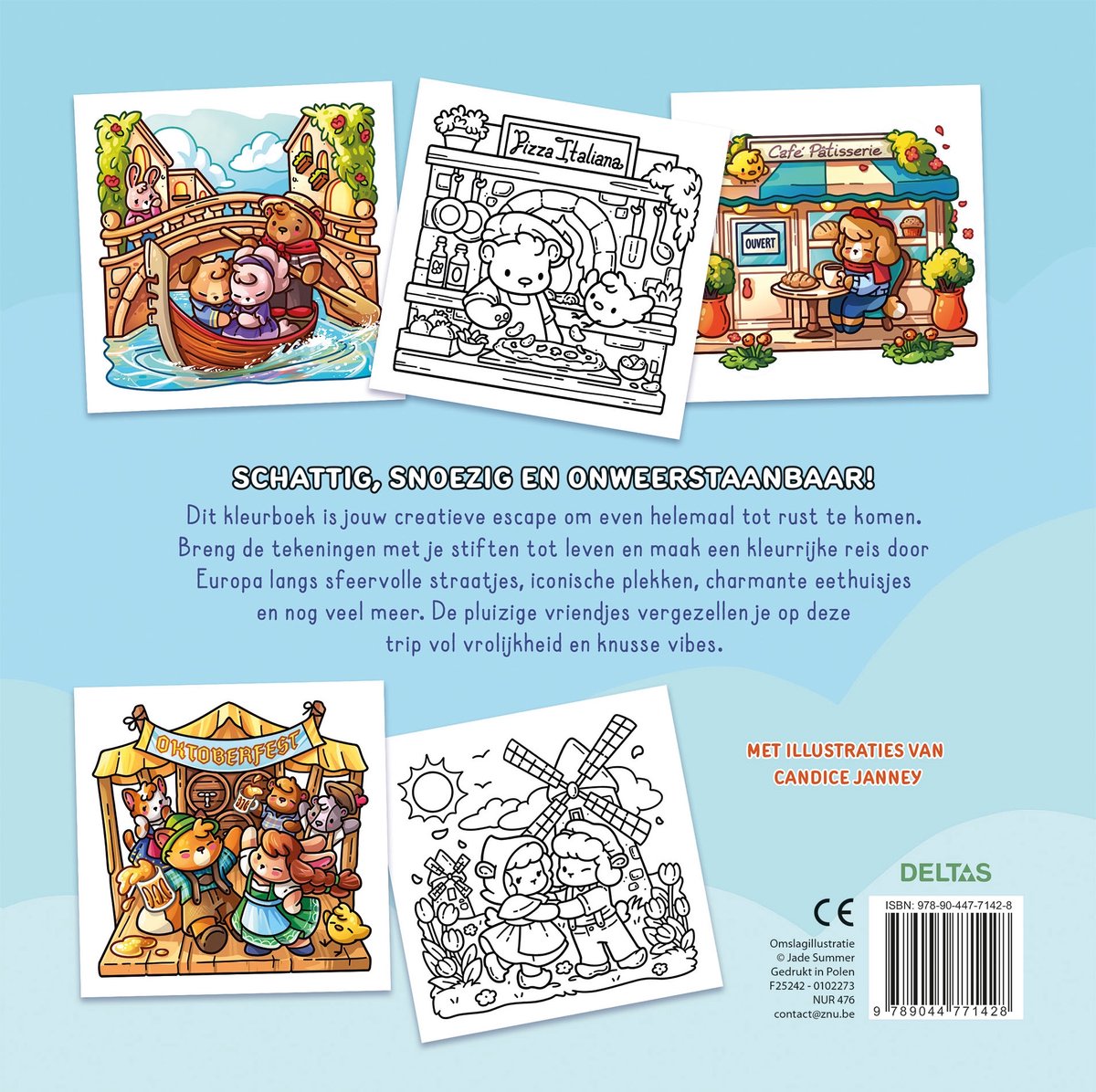 Schilderachtige illustraties van Europa: Italië, Frankrijk, Duitsland en Nederland.
