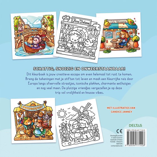 Schilderachtige illustraties van Europa: Italië, Frankrijk, Duitsland en Nederland.