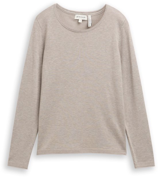 Tom Tailor - Basic gebreide trui met ronde hals - Maat S - dark clouds grey melange
