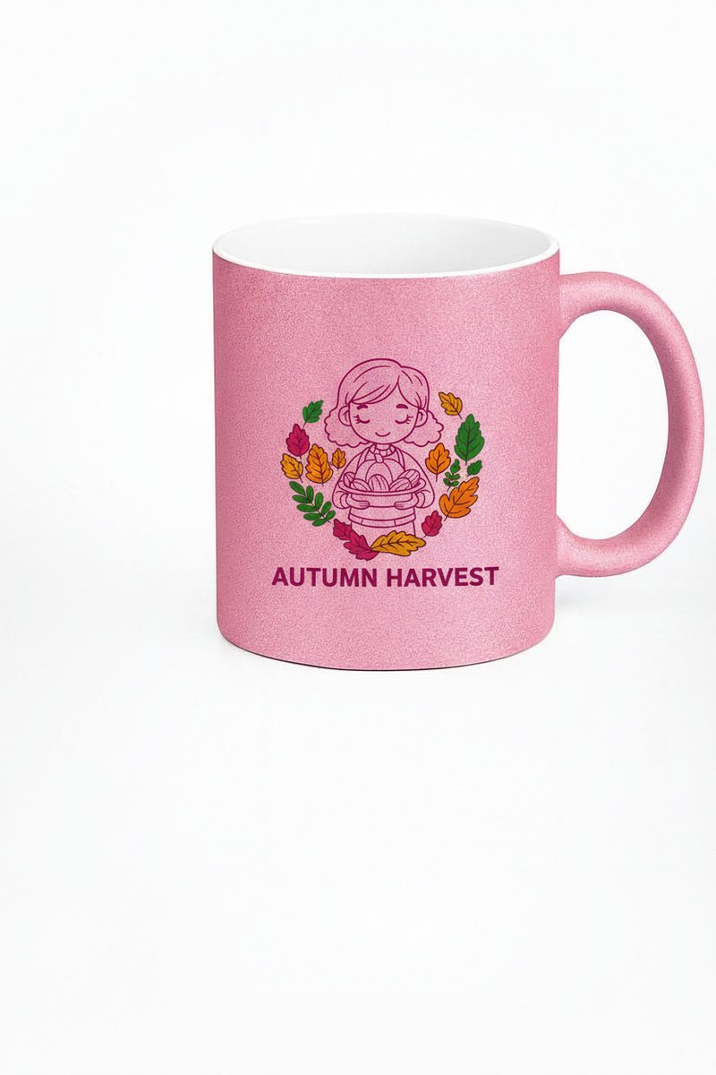 Roze Glittermok Herfst Oogst Design - Cadeau voor Koffieliefhebbers