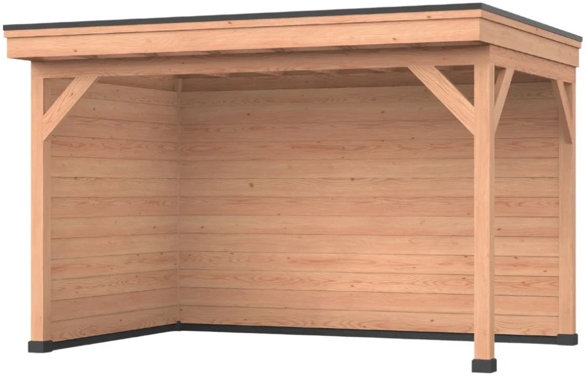 Douglas overkapping, 500 x 300, Met achterwand en zijwand, Westwood Comfort Basic zwart