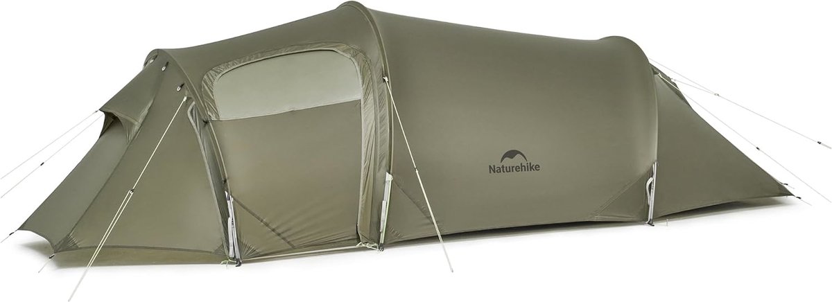 Naturehike® Opalus UL 2 – 2-persoons ultralichtgewicht tent met voortent – 15D 1500MM – 4-seizoenen tunneltent – Waterdichte trekkerstent & backpack tent – Olijfgroen