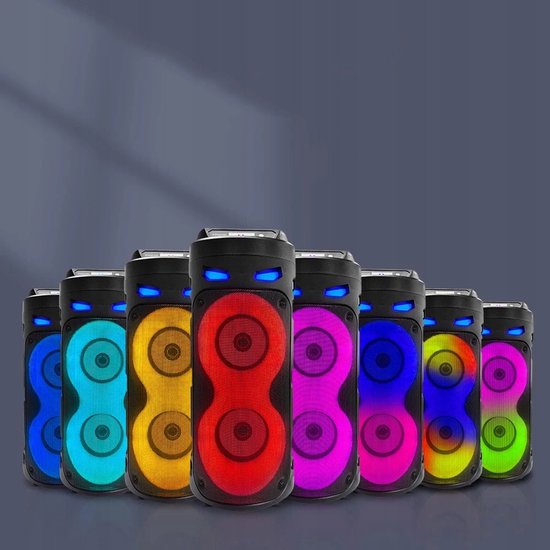 Draadloze Bluetooth Speaker - Draagbare Luidspreker - 16W Bluetooth Party Luidspreker - Zwart - 2x8W Stereo - 8 RGB-lichten & TWS - Met Microfoon & Afstandsbediening van Merkloos — afbeelding 4