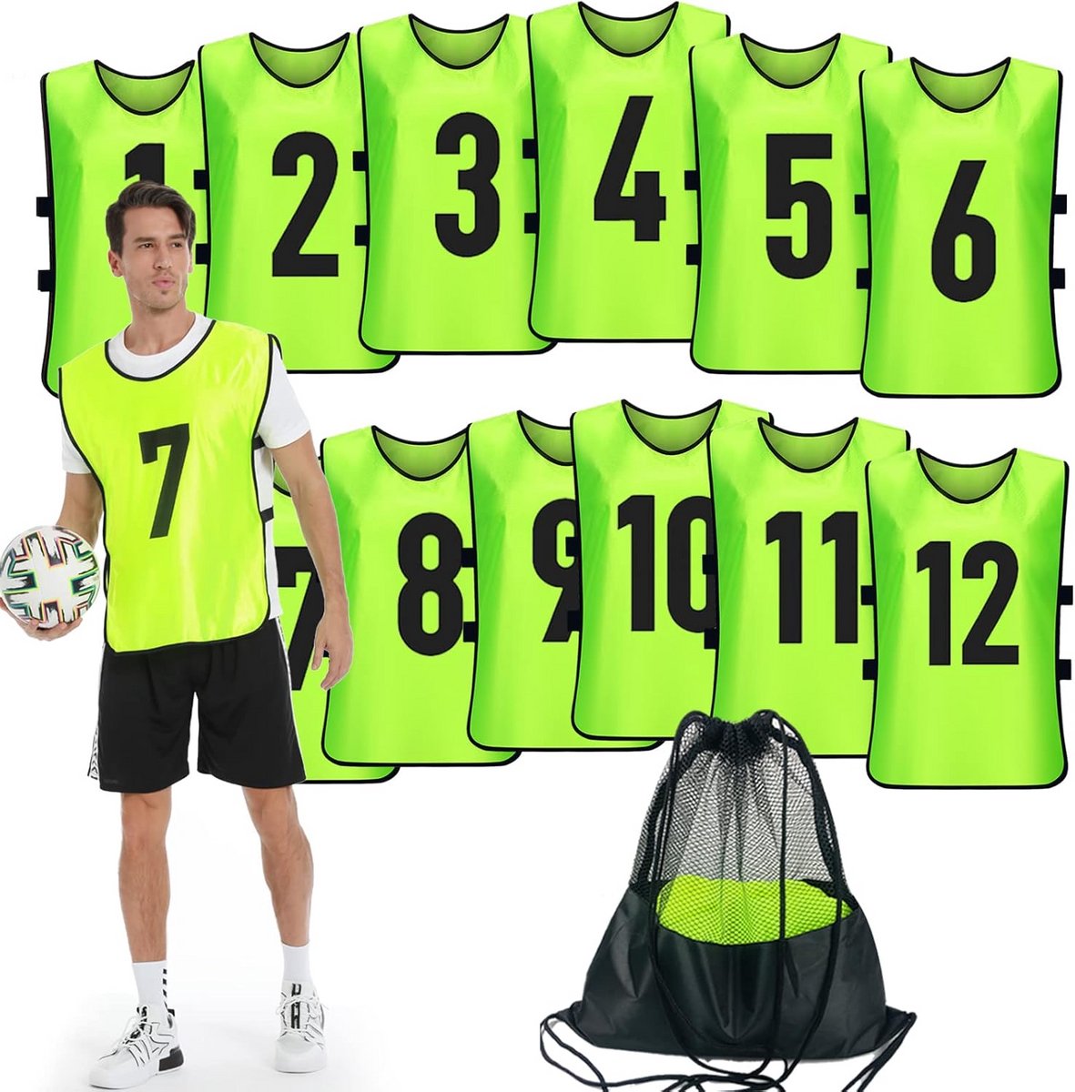 Trainingsvesten voor Team Sport - 12 Stuks Voetbal Pinnies voor Volwassenen en Jeugd