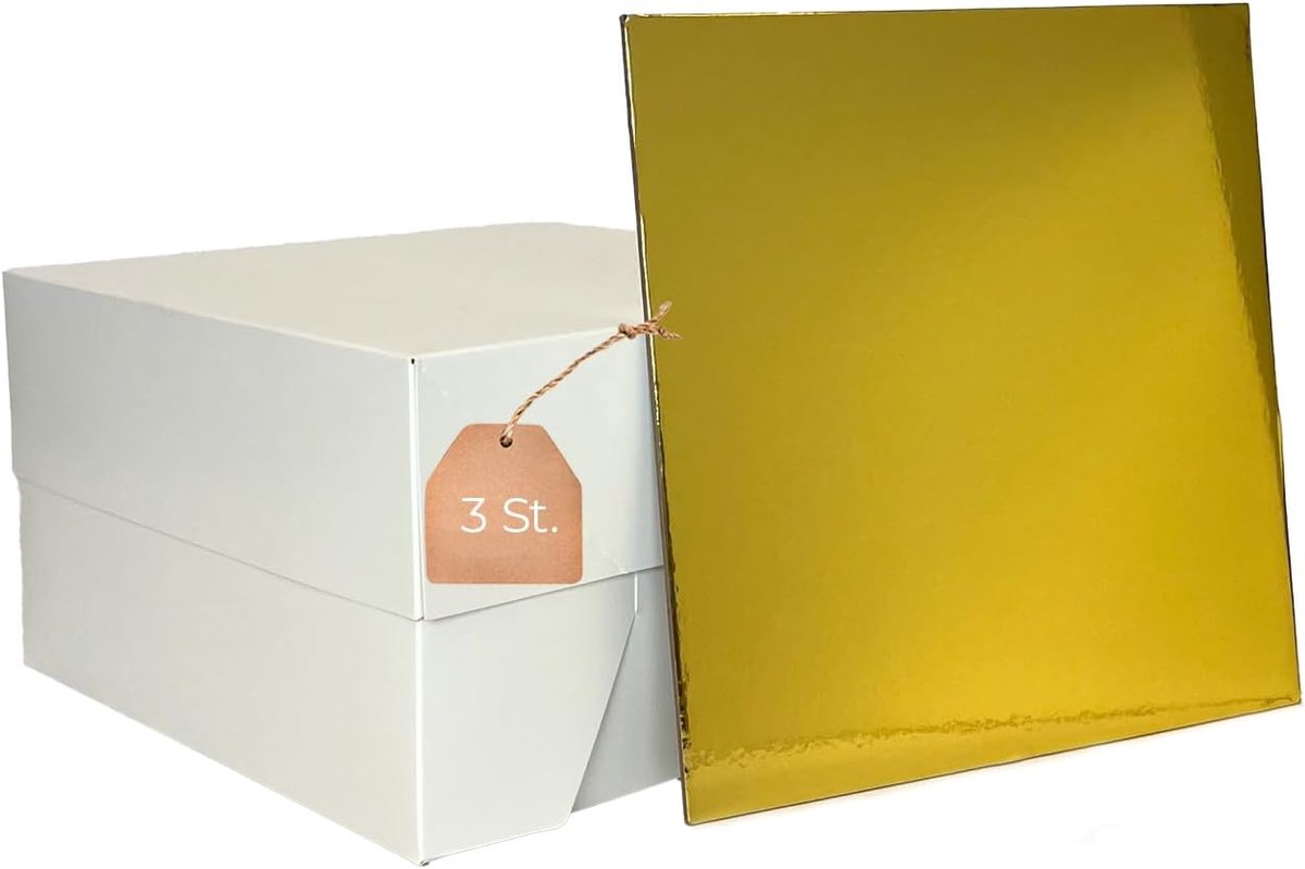 3 Taartdozen met Taartborden - Goud/Zilver - Taartkarton en Onderlegger - 30 x 30 x 15 cm
