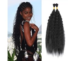 Kinky Straight Wavy Haar voor Boho Vlechtwerk - Voluminous Bulk Haar voor Mikro Vlechten - 24 Inch