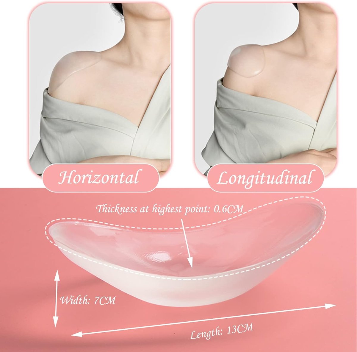 Siliconen Schouder Pads Anti-Slip Onzichtbare Zelfklevende Schoudervullingen voor Vrouwen en Mannen