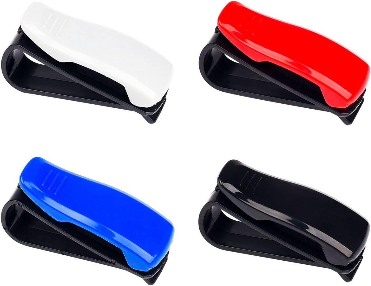 Auto Zonnebril Houder Voor Zonnebrillen - 4 Stuks - Visor Clip Met Kaart Houder