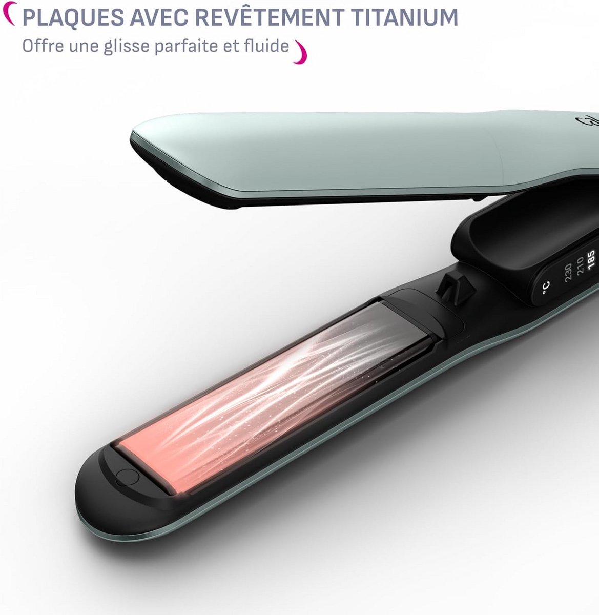 Stijltang voor gladde haren en krullen met titanium platen