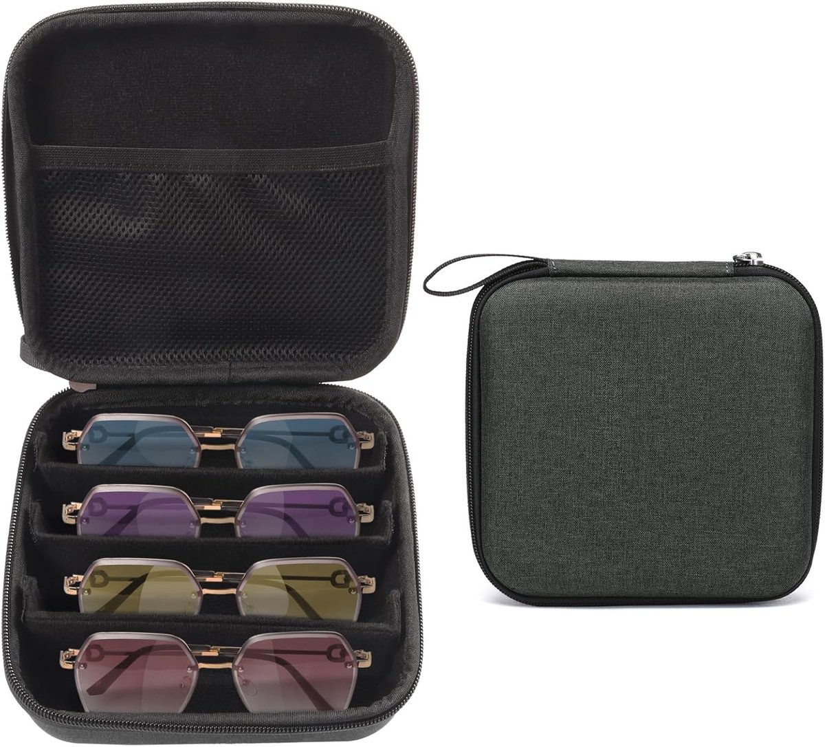 Verstelbare Hard-shell Zonnebril Organizer met Soft Lining en Ritssluiting