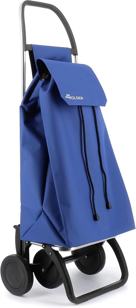 4-Wheel Blue Shopping Trolley with Large Capacity