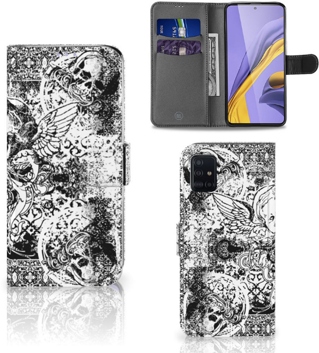 Telefoonhoesje met Naam Samsung Galaxy A51 Skulls Angel