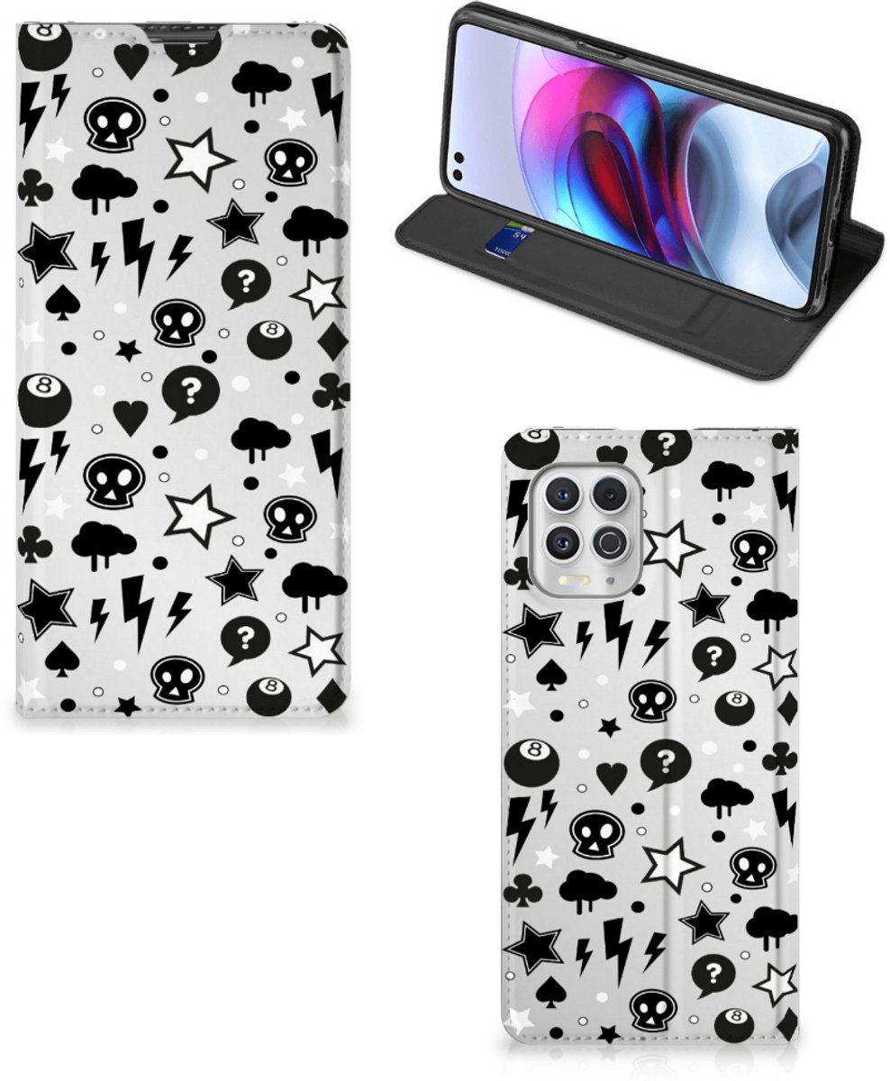 Mobiel BookCase Motorola Moto G100 Silver Punk