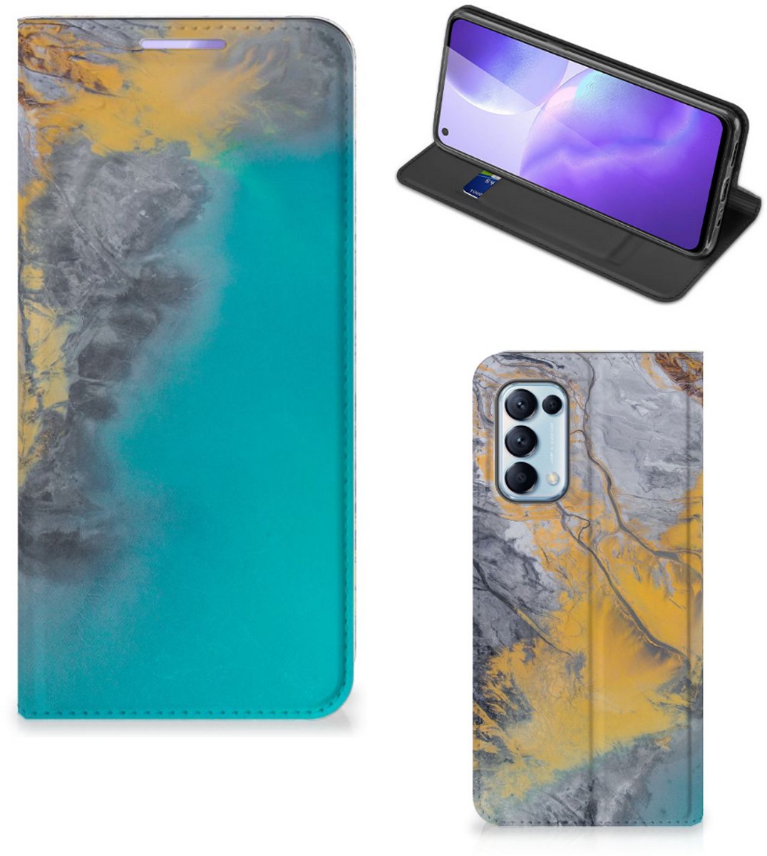 OPPO Find X3 Lite Standcase Marble Blue Gold