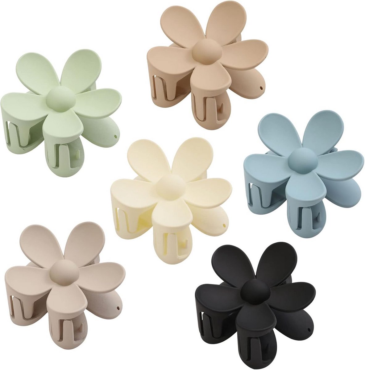 Matte Bloem Haarspelden - Grote Klauwclips voor Dikker en Dunner Haar