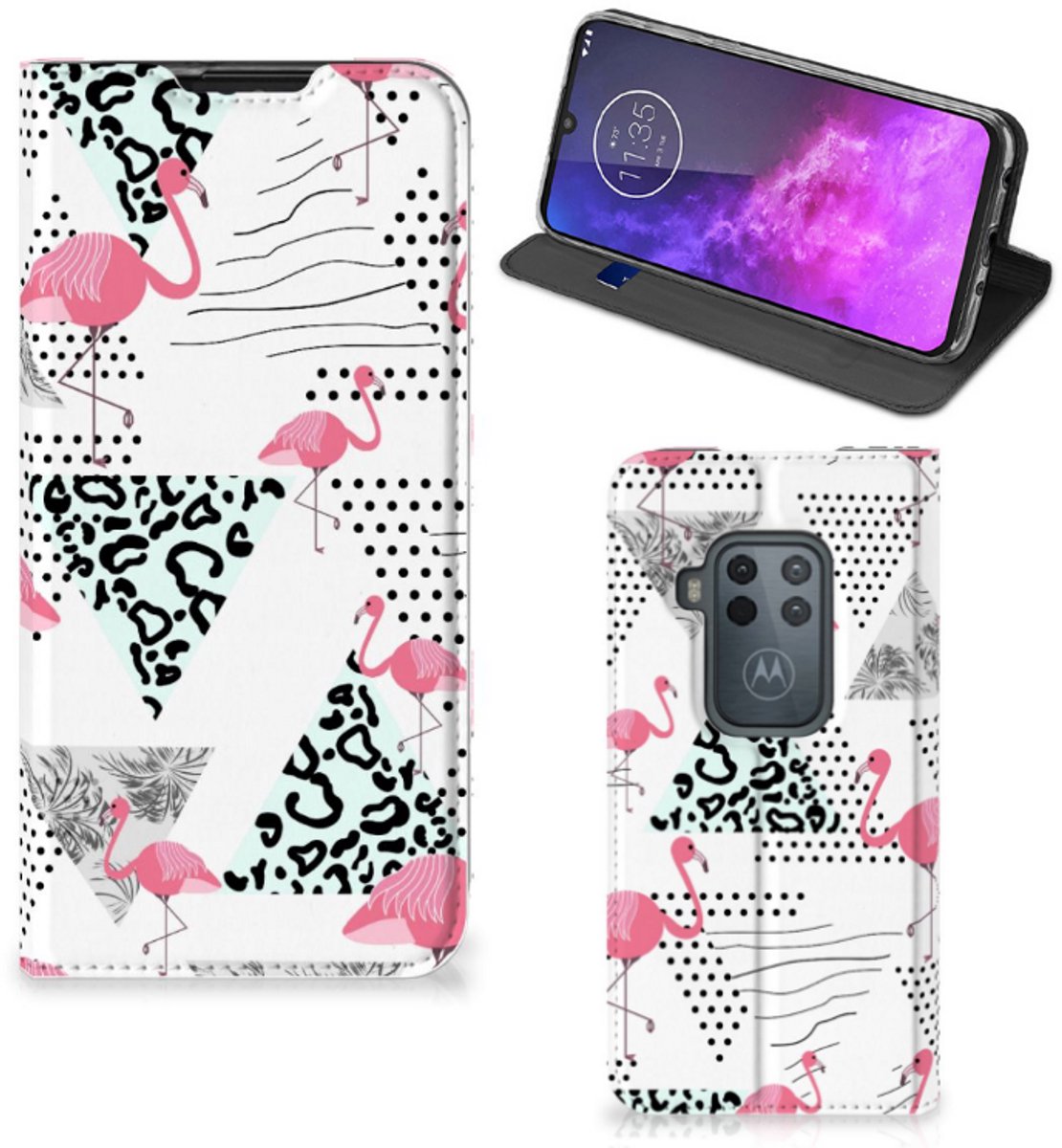 Motorola One Zoom Hoesje maken Flamingo Triangle