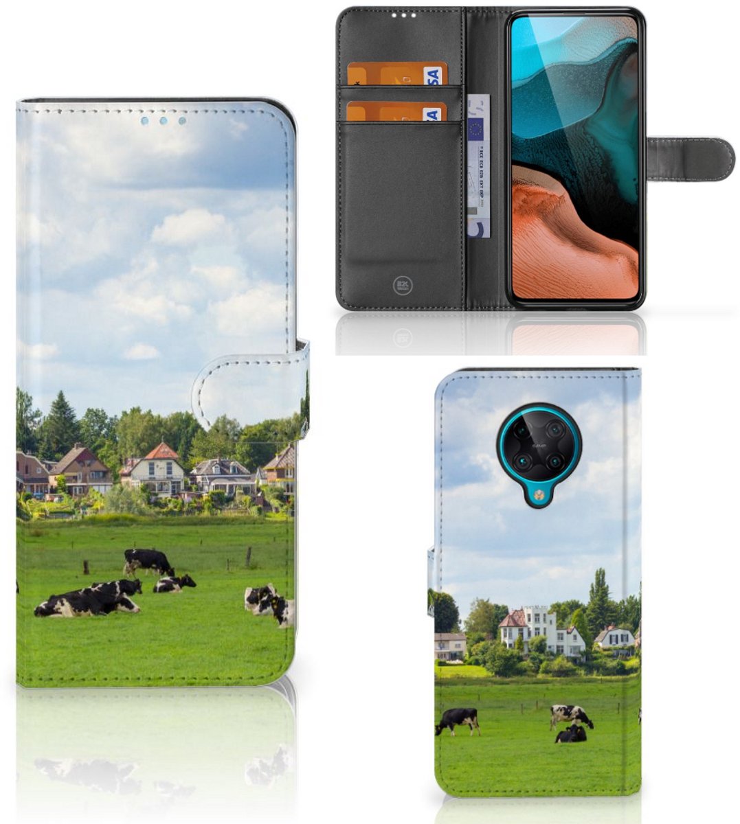 Xiaomi Poco F2 Pro Telefoonhoesje met Pasjes Koeien
