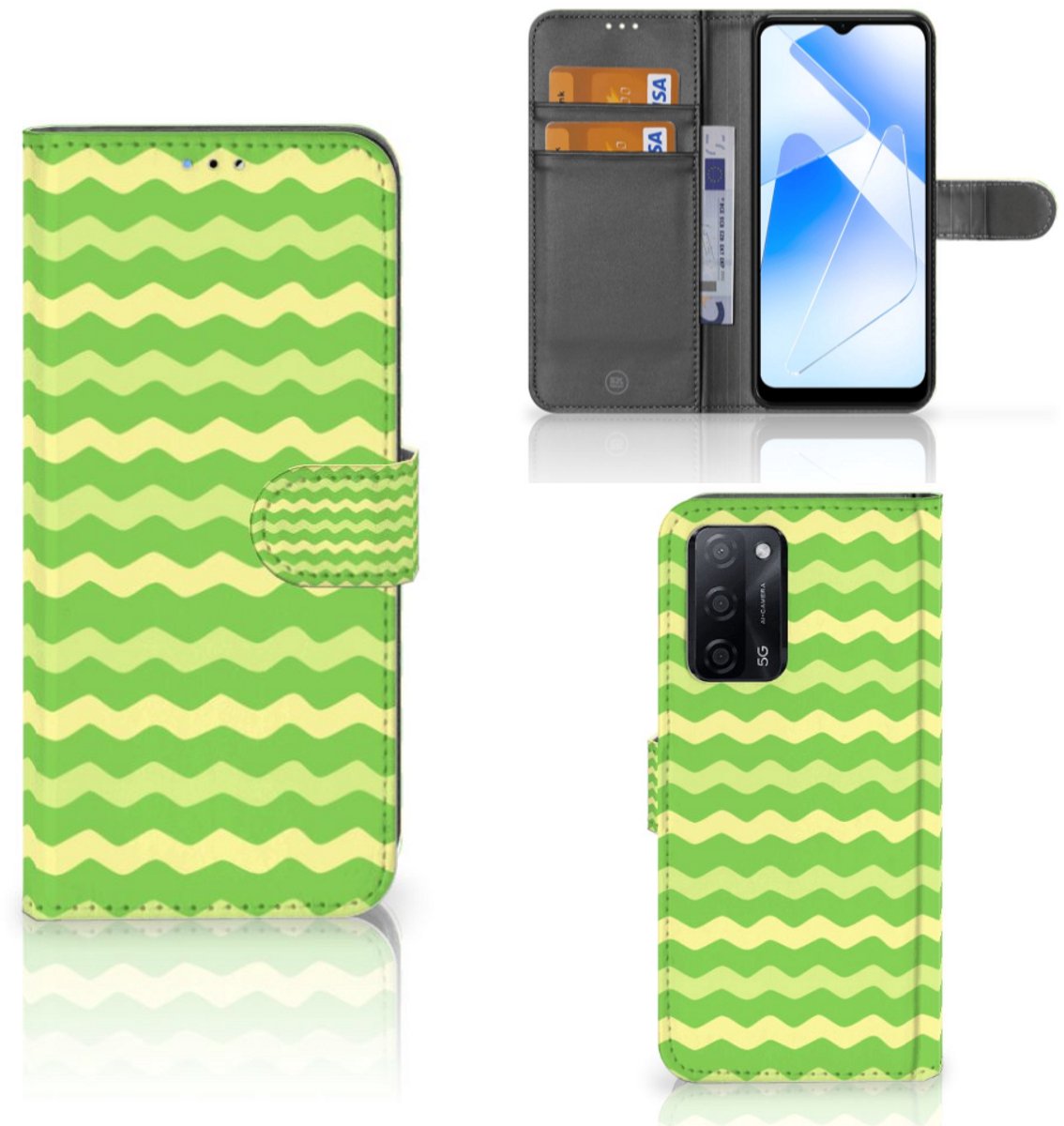 OPPO A16/A16s/A54s Telefoon Hoesje Waves Green