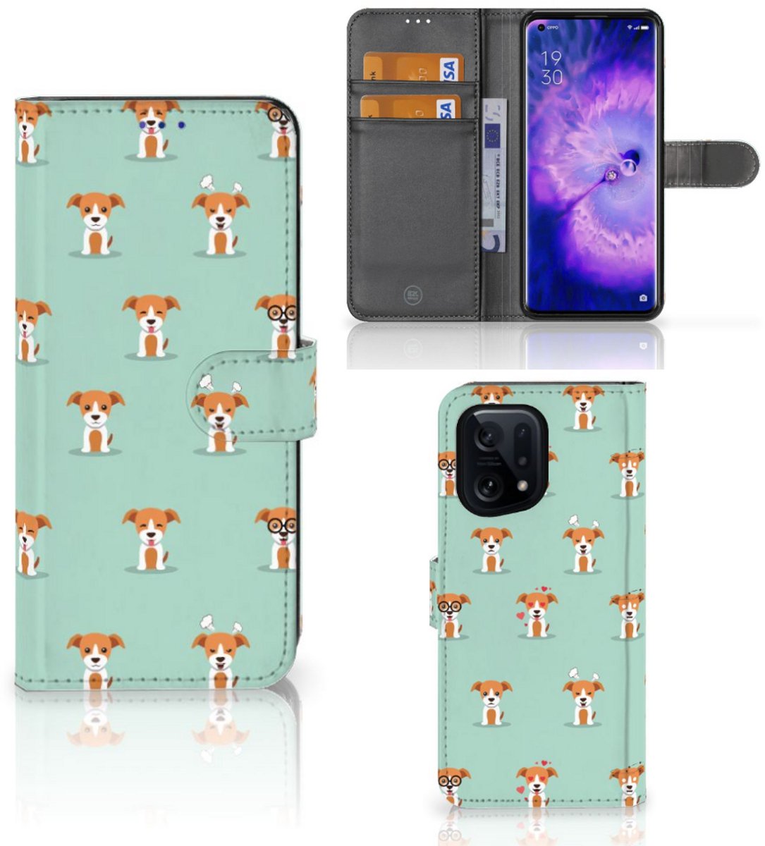 OPPO Find X5 Telefoonhoesje met Pasjes Pups