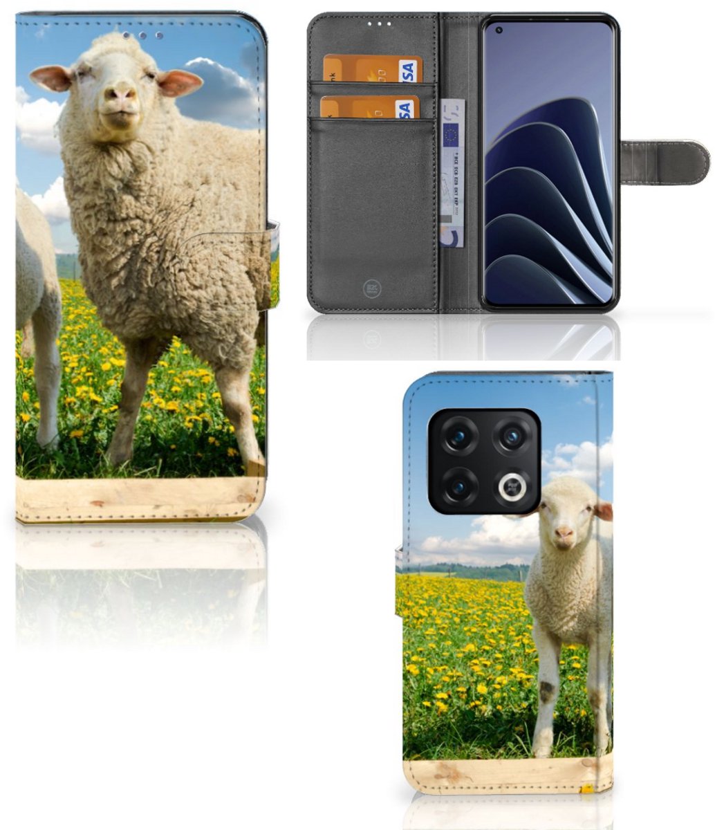 OnePlus 10 Pro Telefoonhoesje met Pasjes Schaap en Lammetje