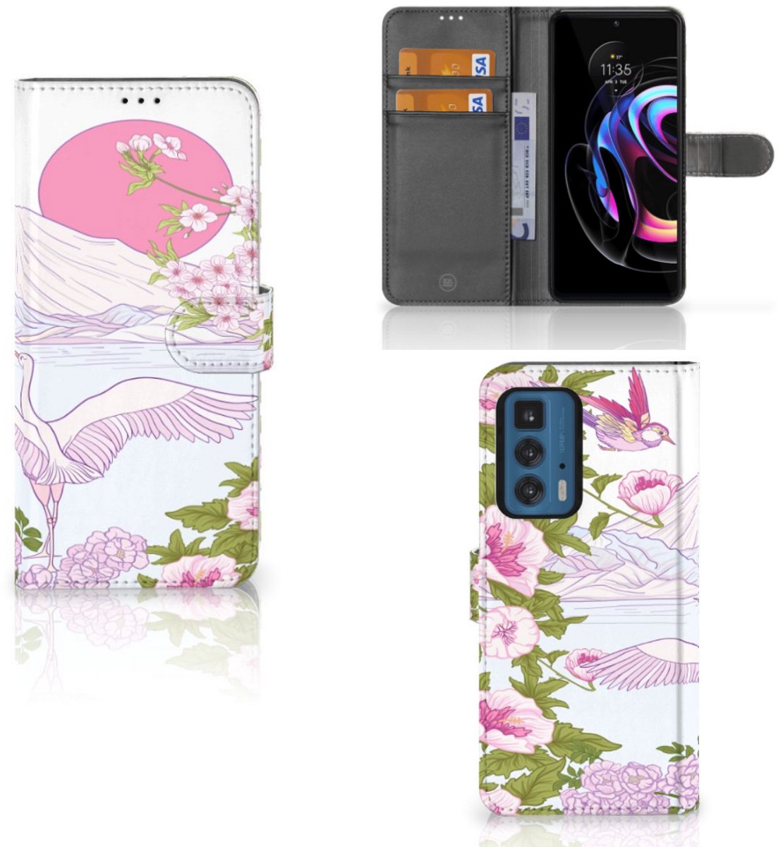 Motorola Edge 20 Pro Telefoonhoesje met Pasjes Bird Standing