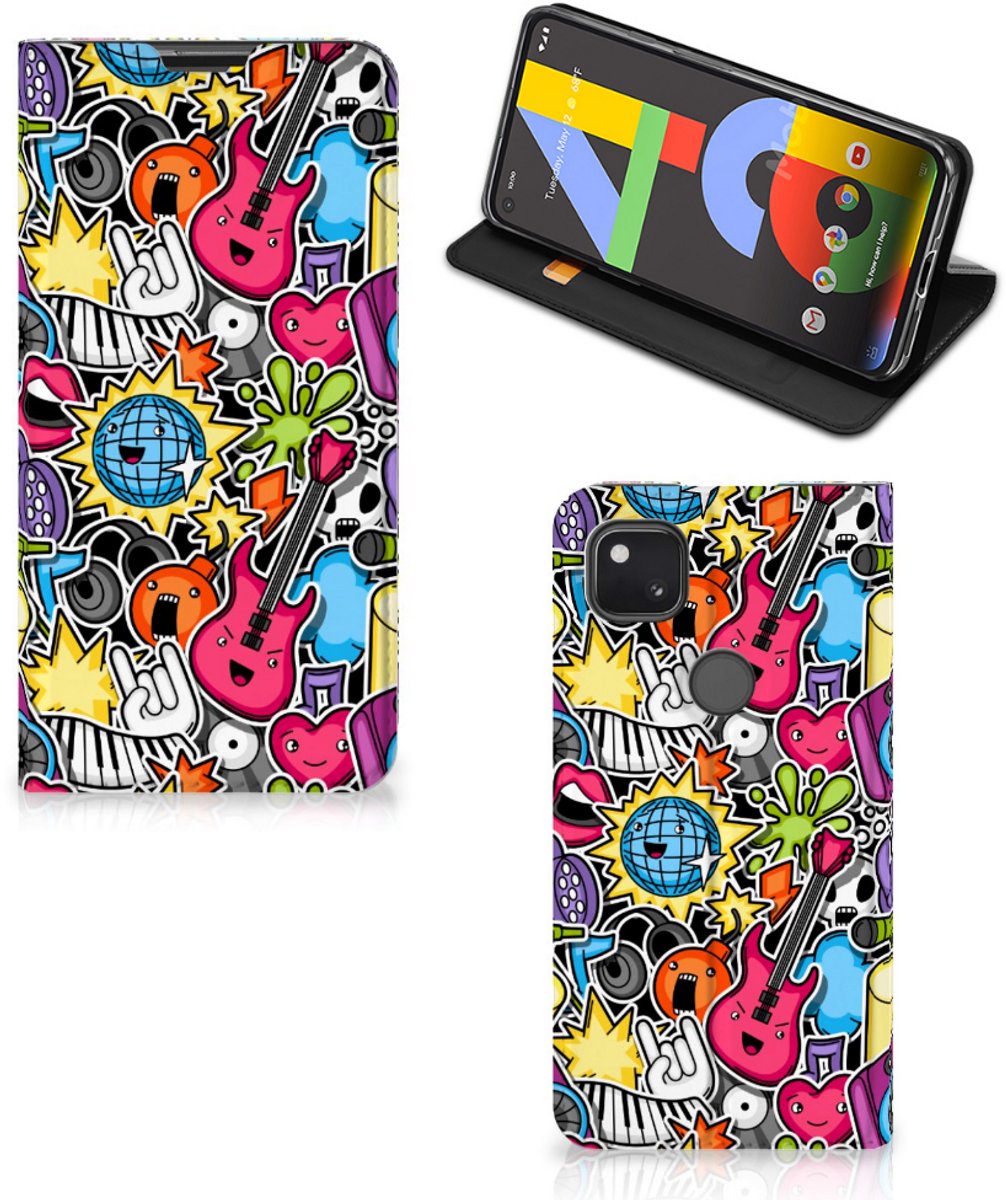 Book Case voor Google Pixel 4a Hippe Standcase Punk Rock