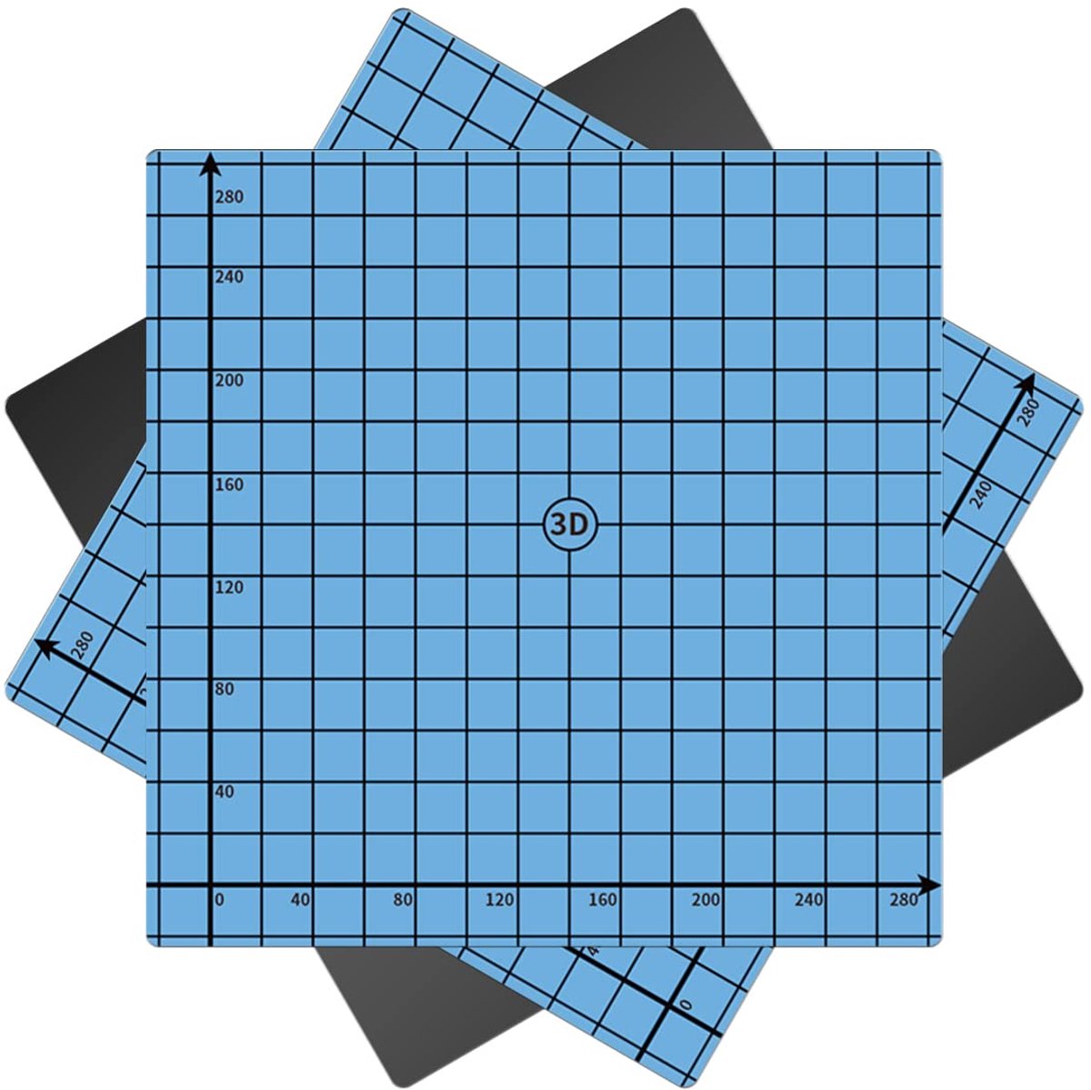 Verwarmde bed voor 3D-printer, magnetisch en flexibel, 310 x 310 mm
