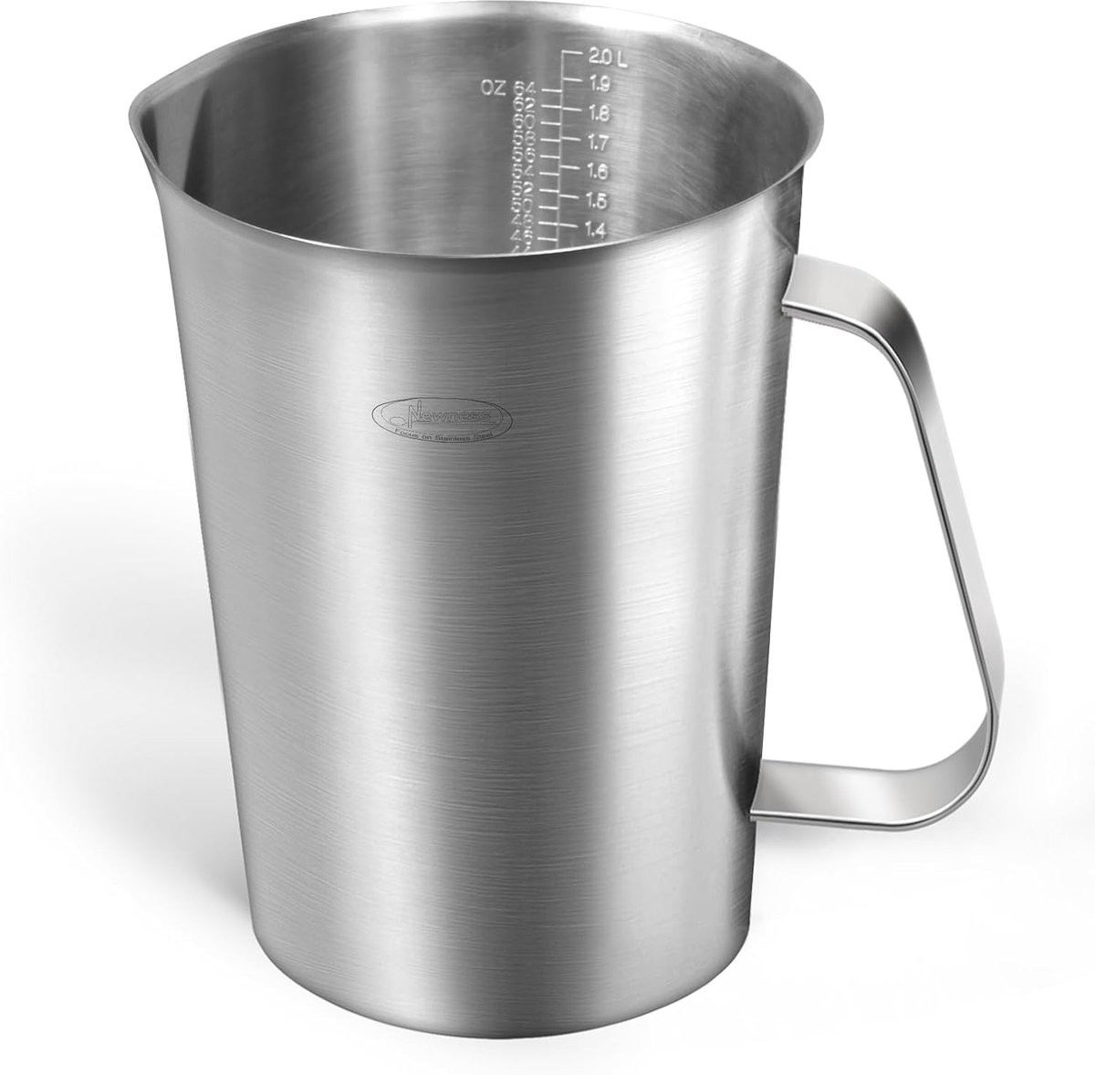 Maatbeker Roestvrijstaal met Handvat en Markering - 64 oz (2,0 liter)