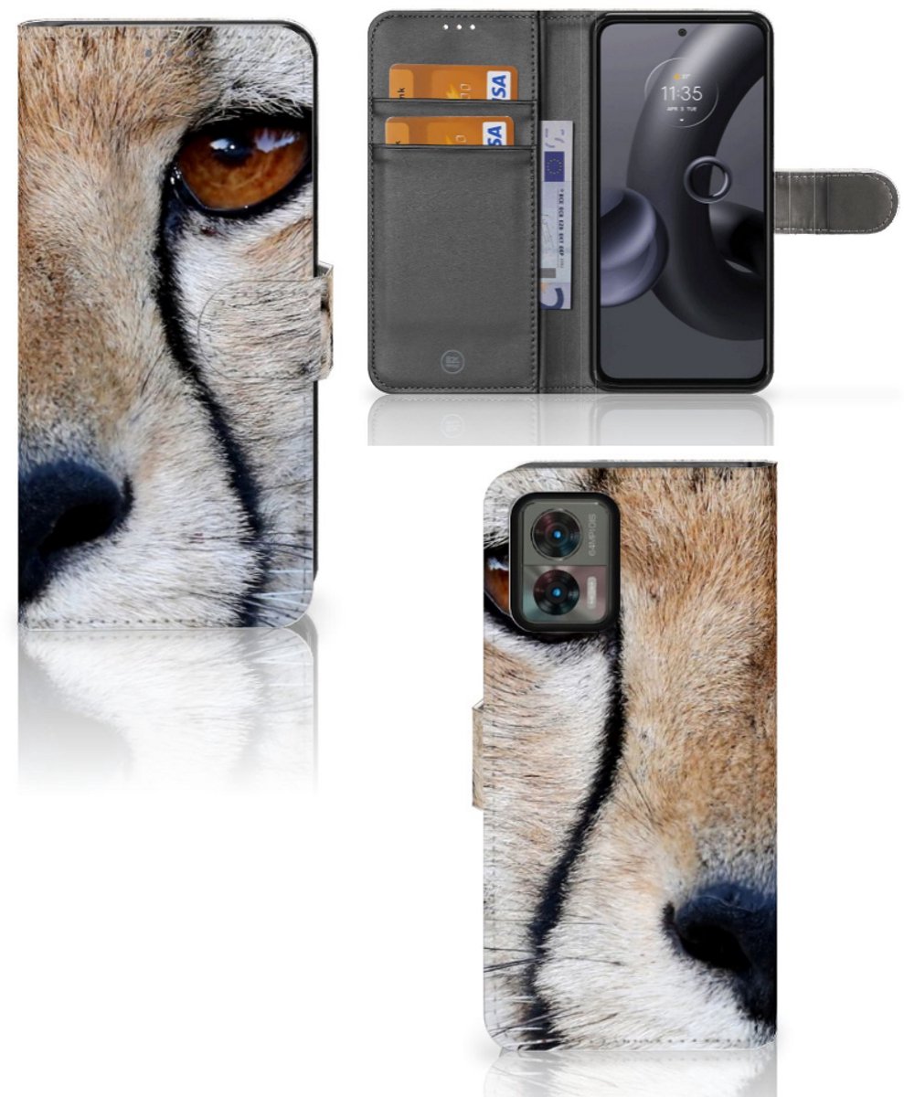 Motorola Edge 30 Neo Telefoonhoesje met Pasjes Cheetah