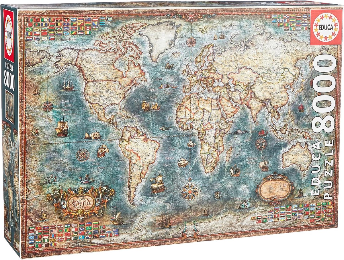 Historische Wereldkaart Puzzel met 8000 Delen voor Volwassenen