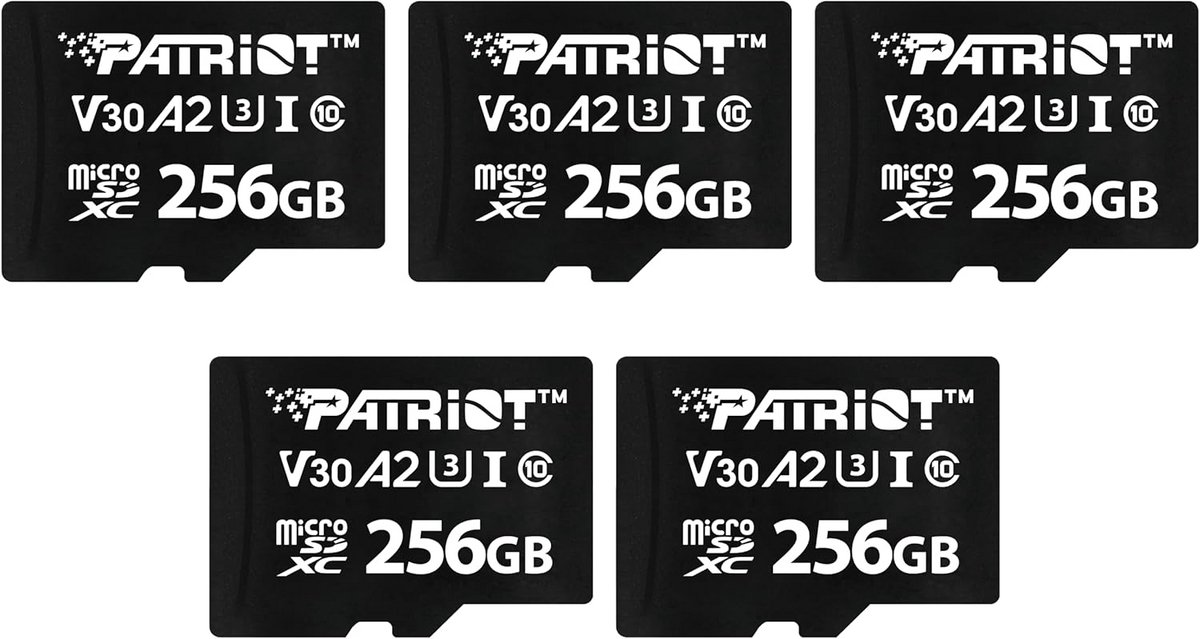 256 GB Micro SDXC V30 A2 UHS-I U3 4K UHD Geheugenkaart - 5 Pack