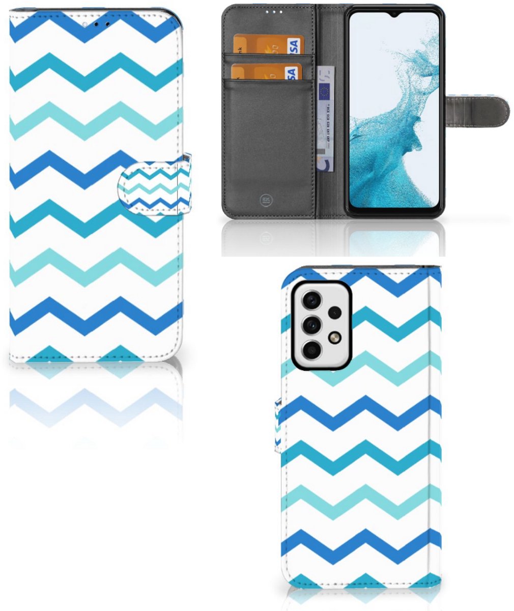 Samsung Galaxy A23 Telefoon Hoesje Zigzag Blauw