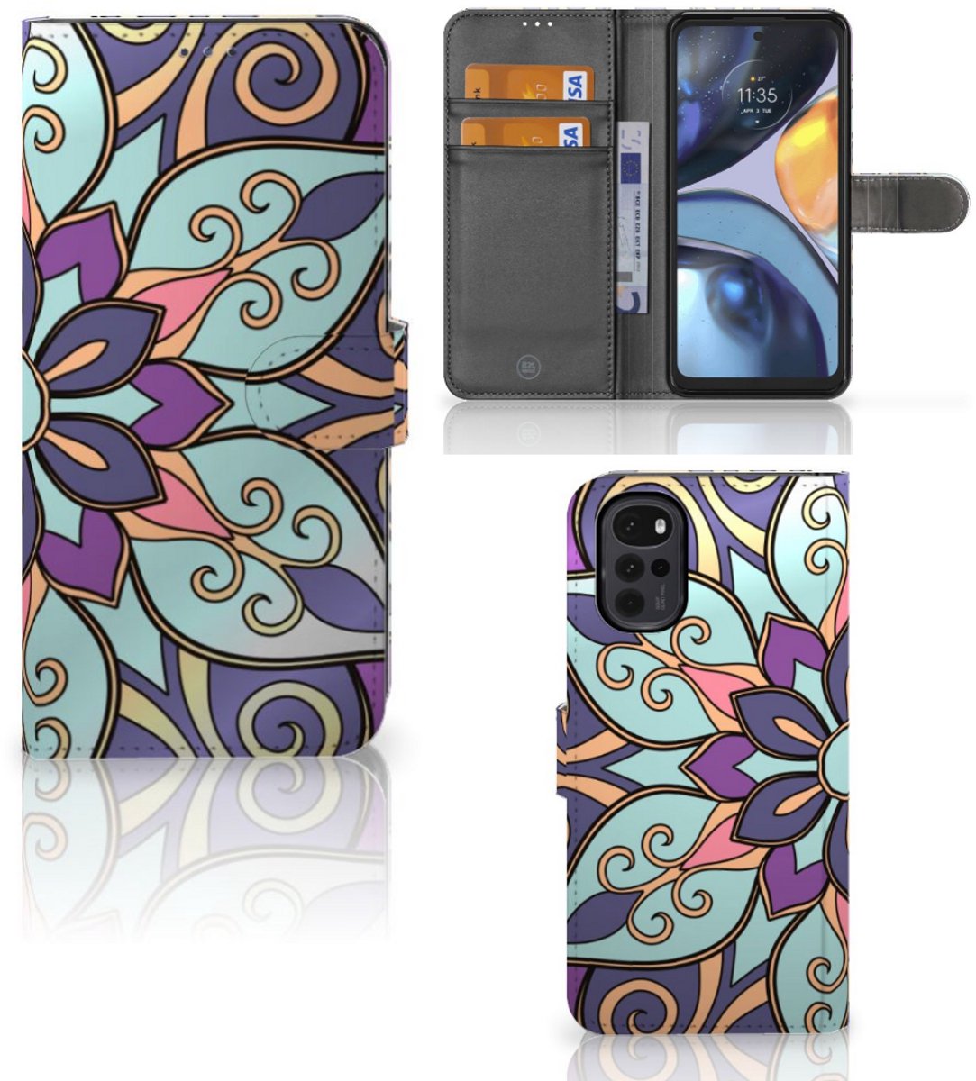 Motorola Moto G22 Hoesje Purple Flower